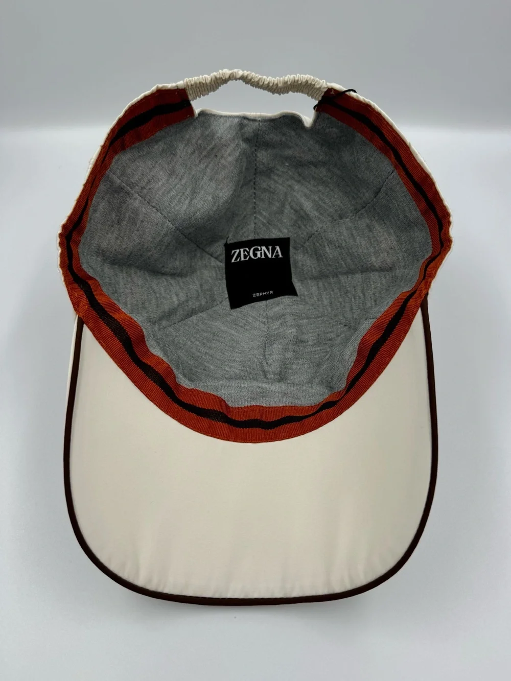 Zegna Zephyr Baseball Cap White Cream Orange Stripe Men’s Hat NWT